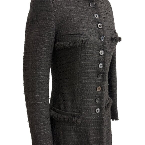 Zara Basic Womens Black Tweed Long Button-Up Coat Dress - Picture 4 of 14